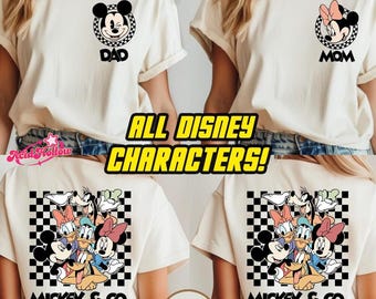 Camiseta retro personalizada de Mickey y sus amigos para vacaciones en Disneyland, camiseta a cuadros a juego para el viaje familiar a Magic Kingdom, camiseta para vacaciones familiares en Disneyland