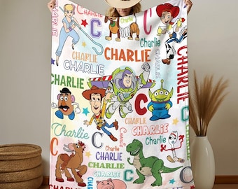 Personalized Disneyland Toy Story Blanket, Custom Name Disneyland Blanket, Toy Story Characters To Infinity And Beyond, Toy Story Birthday