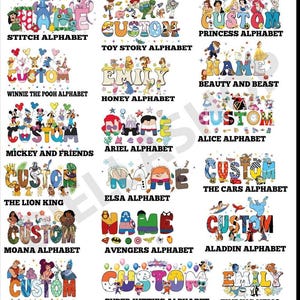 Custom Name Disneyland Characters T-Shirts, Walt DisneyWorld Shirt, Disneyland Family Matching Trip Tee, Disneyland Characters Alphabet image 6