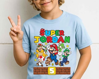 Custom Name Super Mario Birthday Shirt, Mario Bros Birthday Boy Shirt, Super Mario Family Shirts, Super Mario Birthday Boy Girl Shirt
