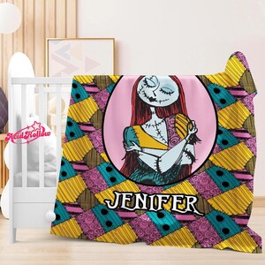 A colorful blanket featuring a cartoon character from the movie "Sleeping Beauty".
