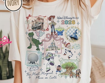 Comfort Colors Walt Disneyworld Pixar Toy Story Shirt, Woody Buzz Rex Hamm Tee, Pizza Planet Shirt, Disneyland Magic Kingdom Trip Tee