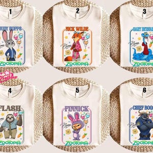 Personalized Name Disneyland Zootopia All Characters Shirt, Judy Hopps Nick Wilde Birthday T-Shirt, Disneyland Family Matching Birthday Tee image 1