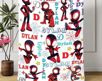 Personalized Spider Man Blanket, Custom Name Superhero Throw Blanket, Spidey Movie Fleece Blanket, Avengers Superhero Blanket Birthday Gifts