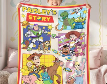 Personalized Disneyland Pixar Toy Story Blanket, Custom Name Baby Girl Boy Blanket, Toy Story Birthday Gift, Disneyland Xmas Blanket Gift