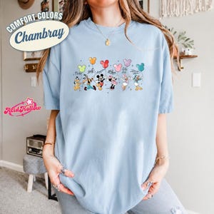 Retro Disneyland Mickey and Friends Balloon Shirt, Walt Disneyworld Mickey Mouse Tee, Mickey & Co Gift, Disneyland Family Matching Trip Tee image 4