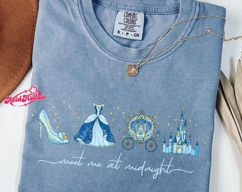 Comfort Colors Meet me at Midnight Shirt, Disneyland Cinderella Inspired T-Shirt, Disneyland Girls Trip 2026, Gift for her