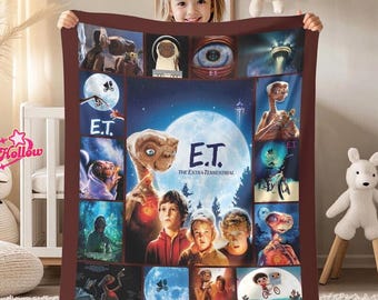E.T. The Extra-Terrestrial Fleece Blanket, E T Elliott Gertie Tyler Throw Blanket For Bed Couch Sofa, Sci-fi Movie, Christmas Party Gifts