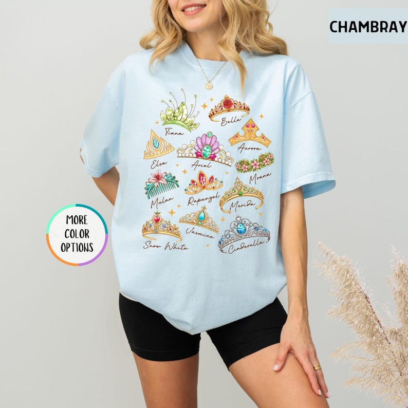 Comfort Colors Disneyland Princess Crown Shirt, Cinderella Belle Rapunzel Ariel Snow White, Disneyland Girl Trip Shirt, Magic Kingdom Tee immagine 4