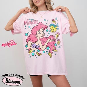 Disneyland The Little Mermaid Ariel Princess & Flounder Bubble Poster T-Shirt, Gift For Her, Princess Ariel Shirt, WDW Disneyland Girls Trip image 3