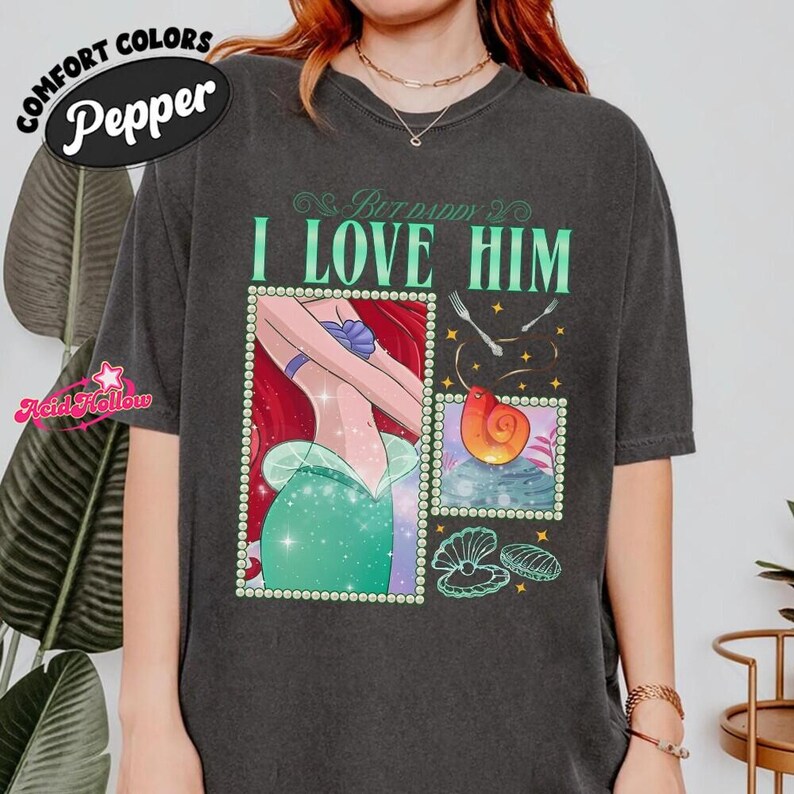 Personalized Disneyland Princess Comfort Colors Shirt, Cinderella Jasmine Ariel Belle Aurora Mashup Graphic Tee, Vintage Character T-Shirt image 2