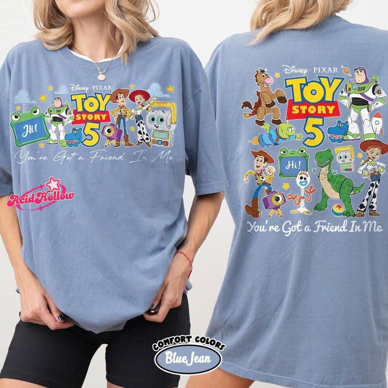 Retro Comfort Colors 2-Sided Disneyland Toy Story 5 Shirt, You've Got A Friend In Me Woody Lenny Mr Spell Tee, Family Vacation Trip 2026 Tee afbeelding 5
