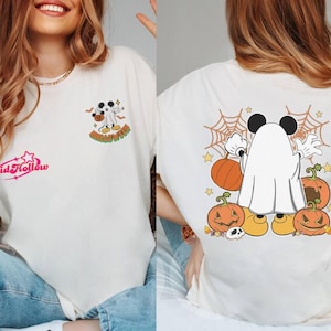 Disneyland Mickey Mouse Halloween Ghost Shirt 2026, Gift for Her, Retro Pumpkin Patch Top, Ghost Mickey Sweatshirt