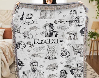 Personalized Starwars Woven Blanket, Darth Vader Woven Blanket, Galaxy's Edge Starwars Blanket, Disneyland Christmas Decor Birthday Gifts