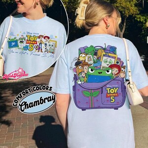 2-Sided Pixar Toy Story 5 Comfort Colors Shirt, You've Got A Friend In Me Tee, Woody Etch Lenny Mr Spell Tee, Disneyland Vacation 2026 imagem 2