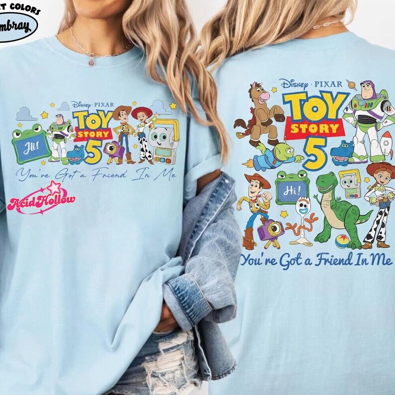Retro Comfort Colors 2-Sided Disneyland Toy Story 5 Shirt, You've Got A Friend In Me Woody Lenny Mr Spell Tee, Family Vacation Trip 2026 Tee afbeelding 4