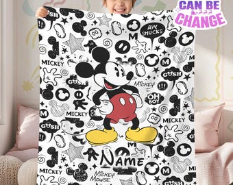 Personalized Disneyland Mickey Minnie Mouse Blanket, Disneyland Classic Mickey Blanket, Magic Kingdom Blanket, Custom Mickey Mouse Blanket