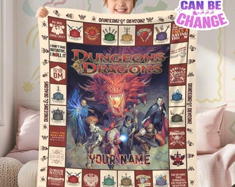 Custom Dungeons And Dragons Blanket, Dungeon and Dragon Blanket, Dnd Blanket Fans Gifts, DnD Game Fan Lover Blanket, Christmas Blanket