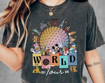 Vintage Mickey and Friends Disneyland Epcot Shirt, Epcot World Tour 1982, WDW Disneyland Family Vacation 2026, Drinking around the World