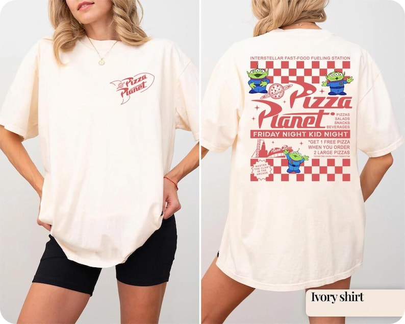 Comfort Colors Pizza Planet Shirt, Toy Story Aliens Tee, Disneyland Toy Story Aliens Pizza Planet Youth Tee, Family Vacation Shirts image 2