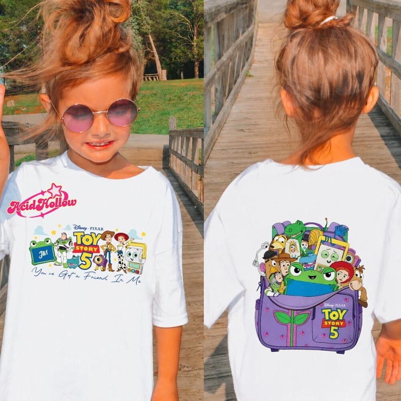 2-Sided Pixar Toy Story 5 Comfort Colors Shirt, You've Got A Friend In Me Tee, Woody Etch Lenny Mr Spell Tee, Disneyland Vacation 2026 imagem 5