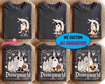2-Sided Disneyland Mickey & Friends Ghost Shirt, Disneyworld Est 1971 T-shirt, Family Matching Halloween PartyTee, Disneyland Trip 2026