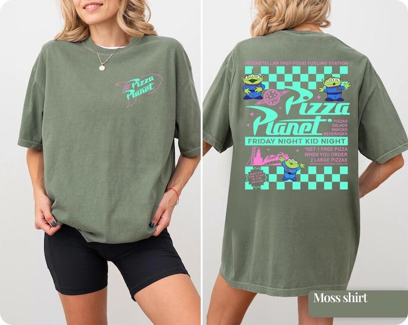 Comfort Colors Pizza Planet Shirt, Toy Story Aliens Tee, Disneyland Toy Story Aliens Pizza Planet Youth Tee, Family Vacation Shirts image 4