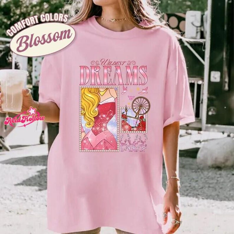 Personalized Disneyland Princess Comfort Colors Shirt, Cinderella Jasmine Ariel Belle Aurora Mashup Graphic Tee, Vintage Character T-Shirt image 4