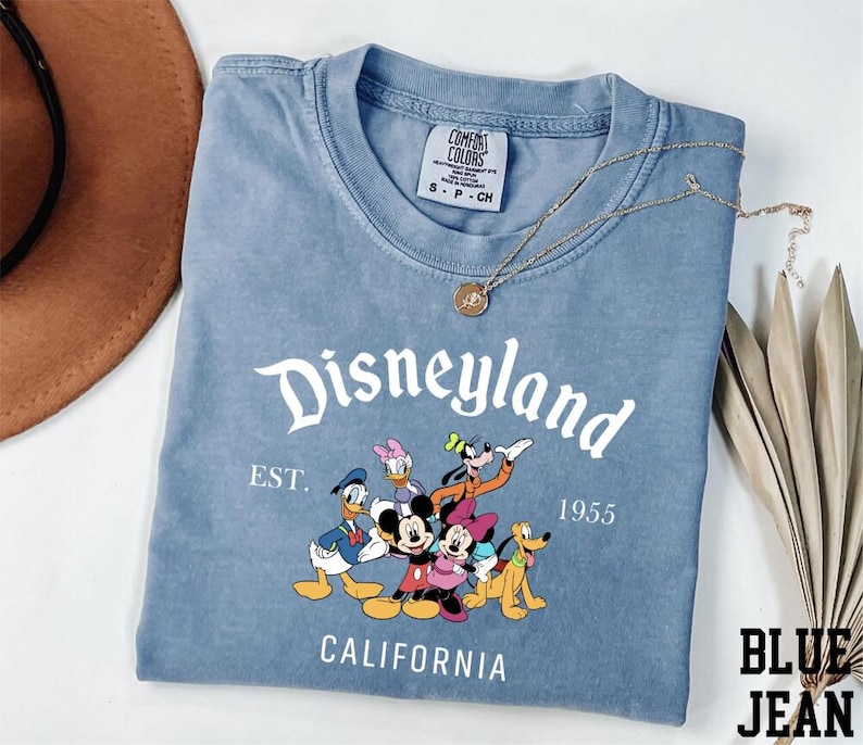Comfort Colors Disneyland Est 1955 Shirt, Disneyworld Family Matching Trip Tee, Disneyland California Mickey and Friends Shirt image 1