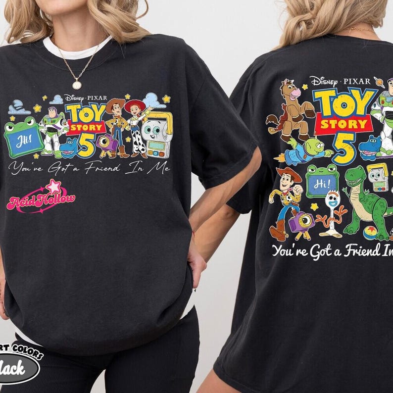 Retro Comfort Colors 2-Sided Disneyland Toy Story 5 Shirt, You've Got A Friend In Me Woody Lenny Mr Spell Tee, Family Vacation Trip 2026 Tee afbeelding 6