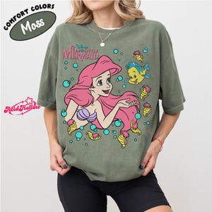 Disneyland The Little Mermaid Ariel Princess & Flounder Bubble Poster T-Shirt, Gift For Her, Princess Ariel Shirt, WDW Disneyland Girls Trip image 4