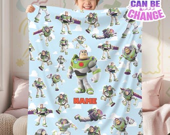 Personalized Toy Story Buzz Lightyear Fleece Blanket, Toy Story Land Blanket, Toy Story Magic Kingdom Blanket for Bed Couch Sofa, Xmas Gifts