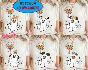 Cute Mickey Mouse Ghost With Pumpkin Balloon Halloween T-shirt, Halloween Boo To You Family Matching Party Tee, Disneyland Trip 2026