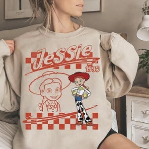 Retro Disneyland Pixar Toy Story All Characters Checkered Signature Shirt, Woody, Buzz, Jessie, Bo Peep, Personalized Group Matching Tee image 4