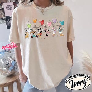 Retro Disneyland Mickey and Friends Balloon Shirt, Walt Disneyworld Mickey Mouse Tee, Mickey & Co Gift, Disneyland Family Matching Trip Tee image 3