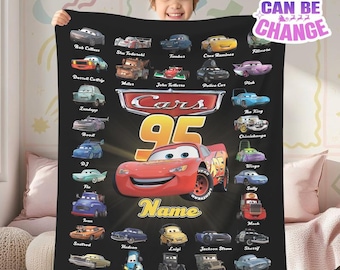 Personalized Name Cars Movies Blanket, Lightning Mc Queen Baby Blanket, Disneyland Cars Blanket, Cars Movie Characters Blanket, Xmas Gift