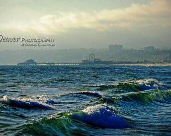 Santa Monica Pier on the Sea - Fine Art Photography Digital Photo, High-Resolution, Instant Download