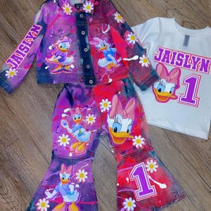 Custom outfit jean denim jacket/vest pants/ shorts (boy/girl) any theme