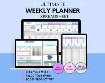 Ultimate Weekly Spreadsheet Planner  l  Google Sheets Template  l  Daily Checklist To Do List Spreadsheet