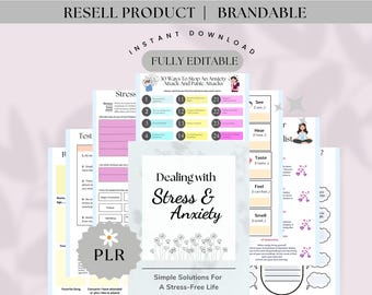 PLR Stress and Anxiety Editable Worksheet  l  Therapist Tool  l  Mental Health Workbook