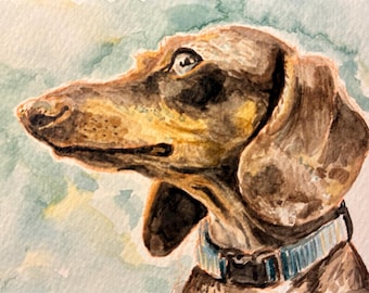 Custom Watercolor Pet Portrait: Dog or Cat Art, 4x6 Keepsake