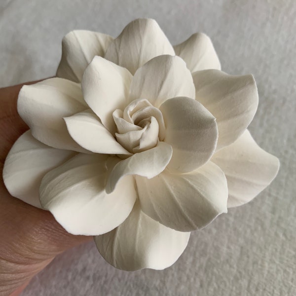 Handmade Flowers,Hawaiian White Gardenia,Clay Flowers,Hair Flower,Wedding,Ready to ship,Accessory,Keepsake