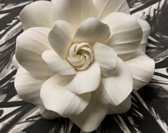 Handmade Bridal White Gardenia,Made to Order,Clay flower,Hawaii Artist,Hair Accessories,Boho Wedding,Keepsake