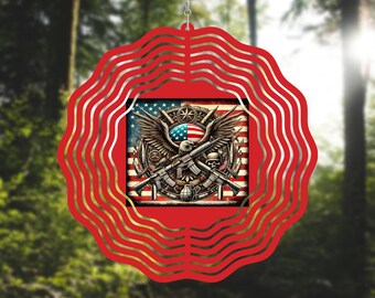 USMC Pride Wind Spinner – 8” Round Sublimated Aluminum Art with Vibrant Red Background