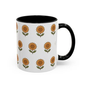 Sunflower Accent Coffee Mug, Floral Coffee Cup, Gift for Garden Lovers, Spring Decor, Eco-Friendly Mug, Pottery Inspired Kitchenware