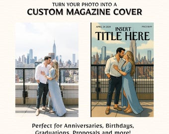 Custom New Yorker Style Magazine Cover Illustration, Anniversary Gift