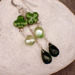 Clover, Pearl and Hydroquartz Earrings