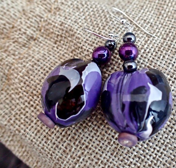 Marbled Kukui Nut Earrings Etsy