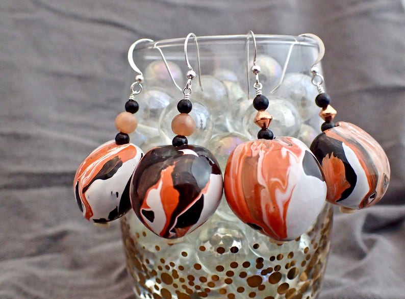 Marbled Kukui Nut Earrings Etsy