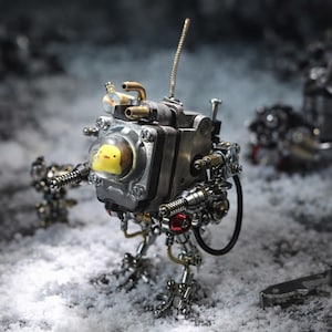 Handcrafted Steampunk Mecha Robot Model - Unique Mechanical Figurine for Collectors & Gifts